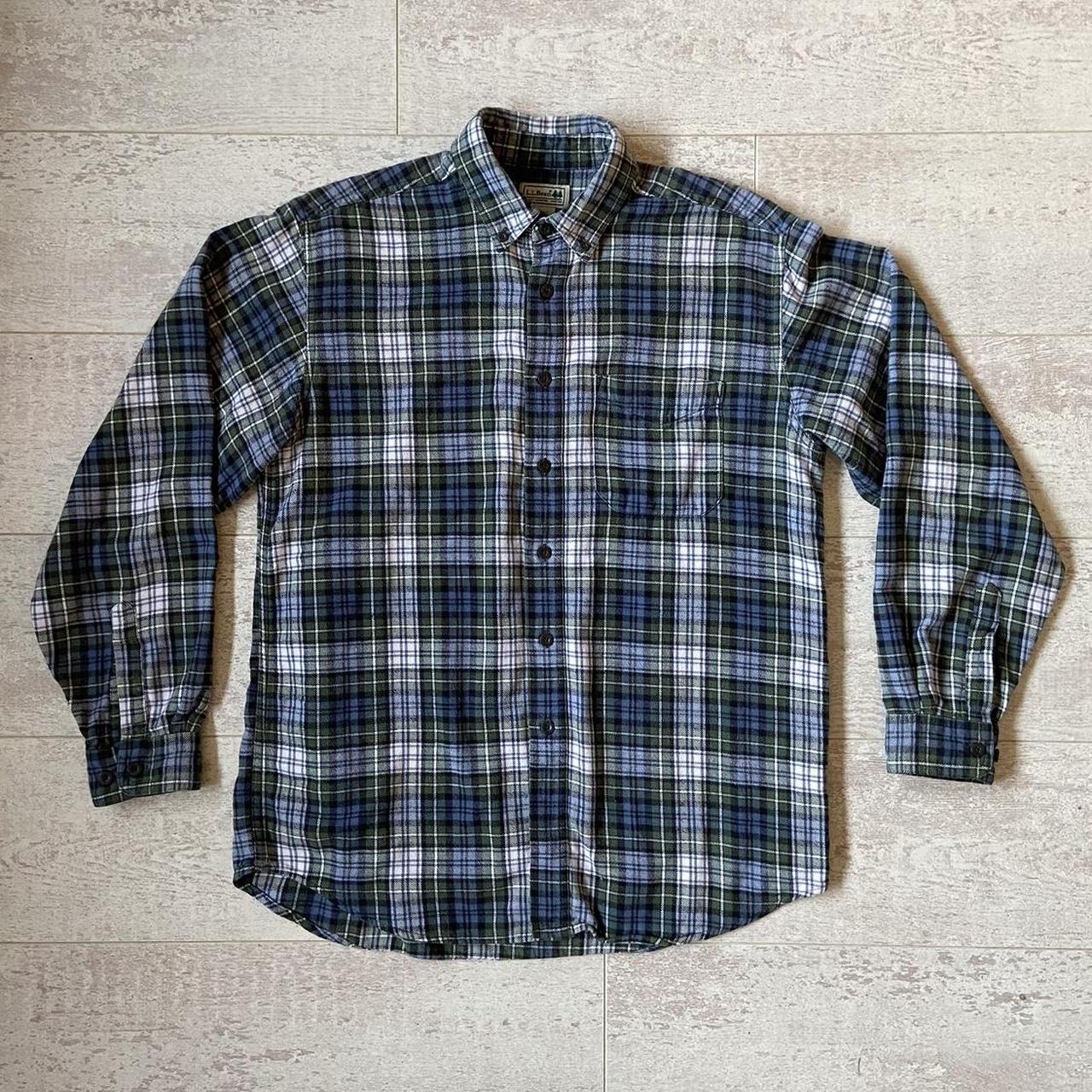 L.L.Bean Men's Navy and Green Shirt | Depop