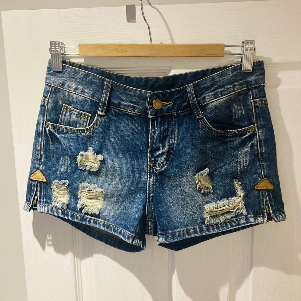 Amazing, Y2K denim low rise, distressed shorts.... - Depop