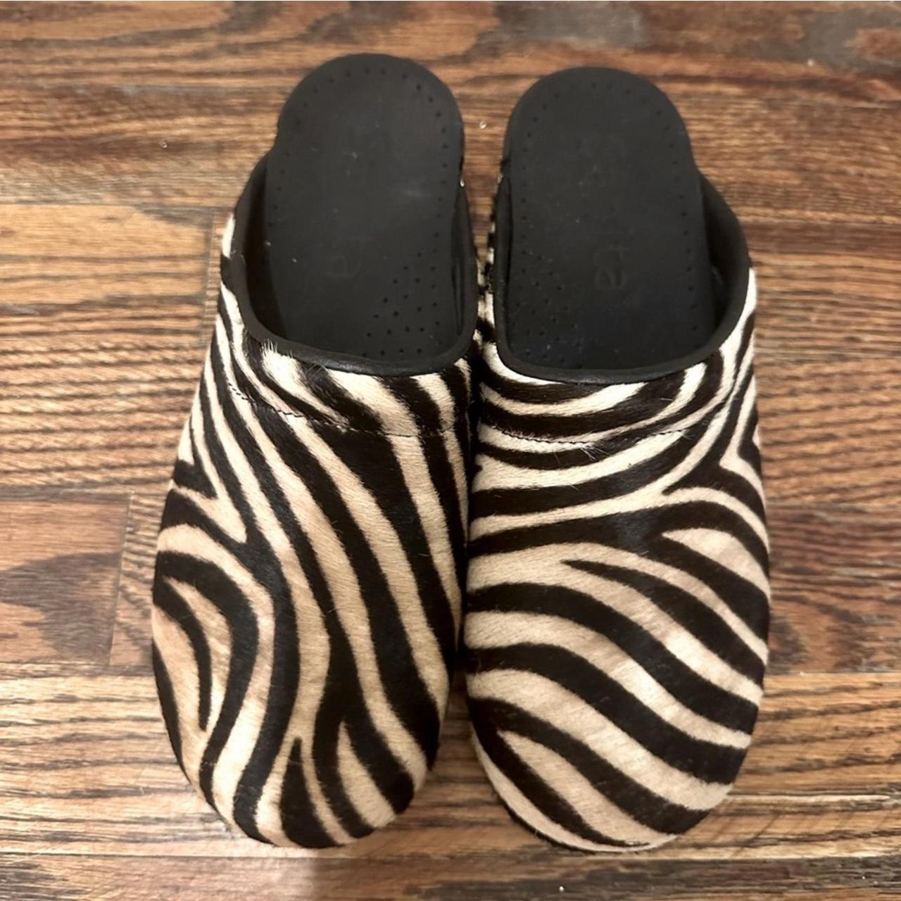 Sanita Women's Clogs Black/White US – Real Cow hair Y2K