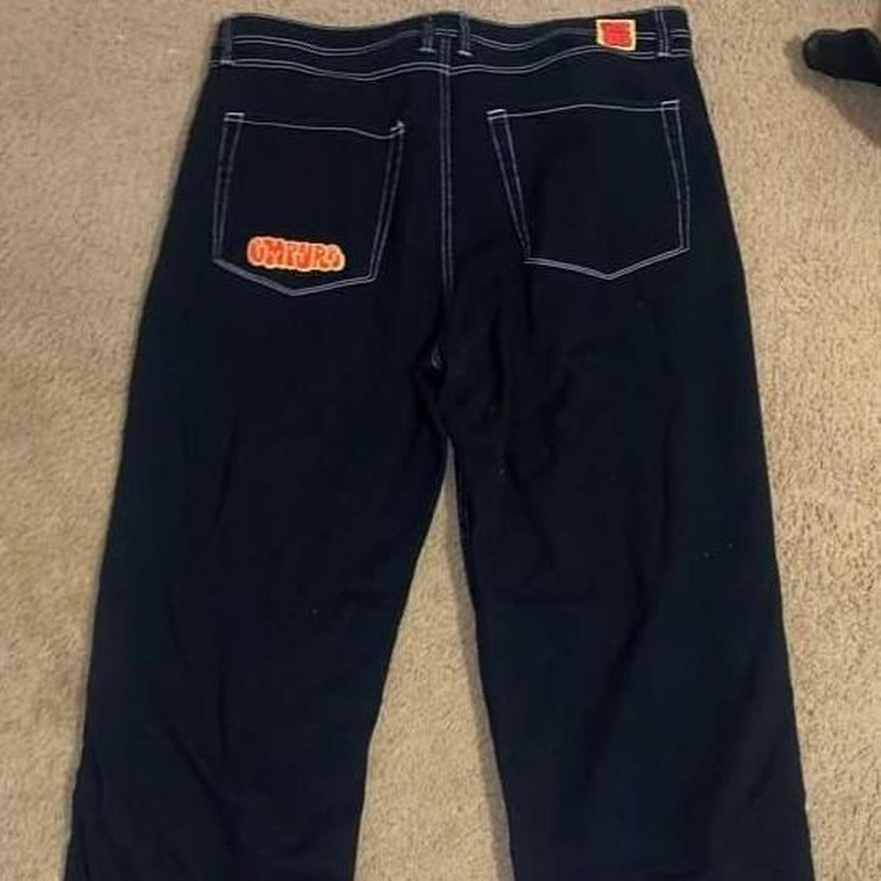 Baggy contrast stitch empyre pants 40x33 black depop