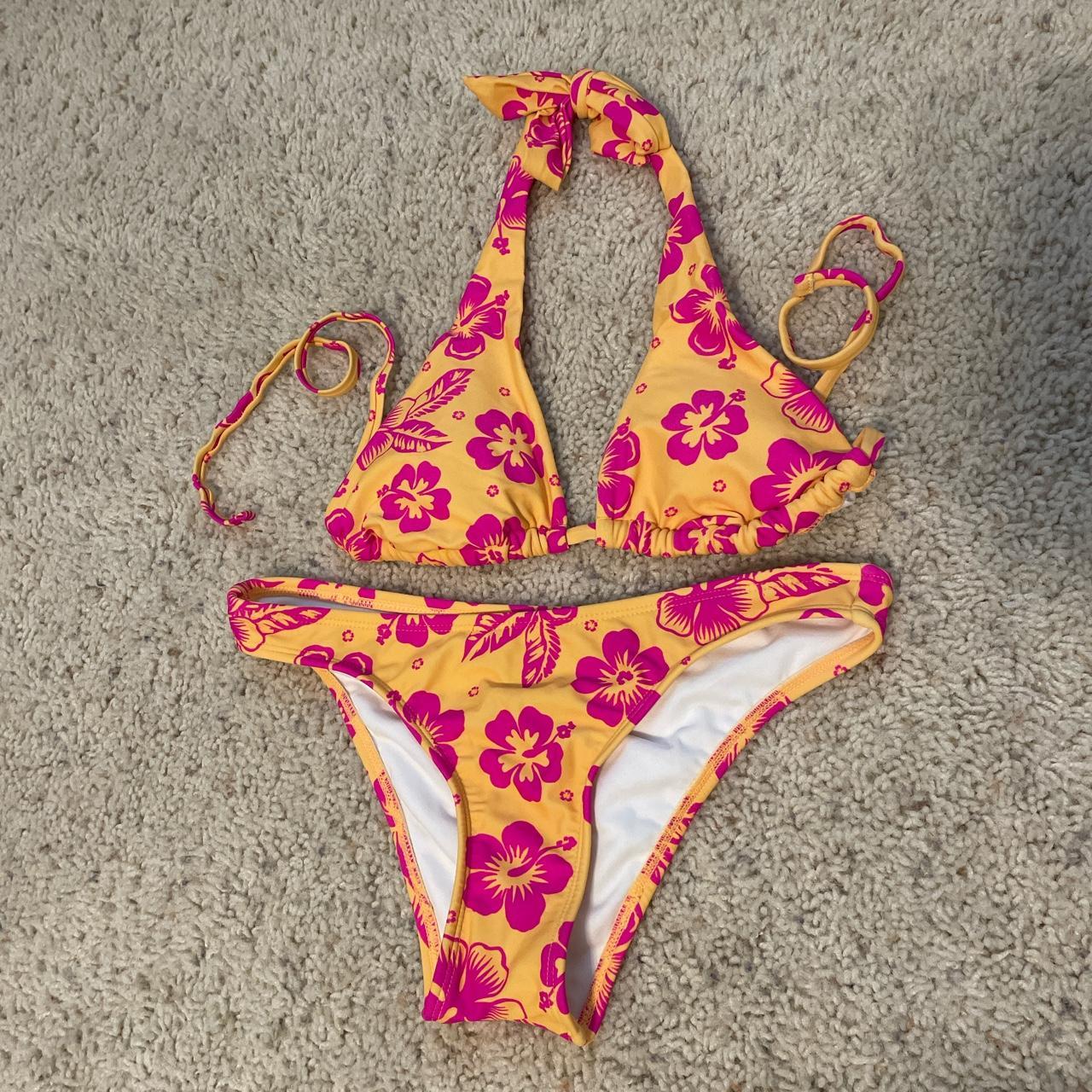 Target Women's Pink and Yellow Bikinis-and-tankini-sets | Depop