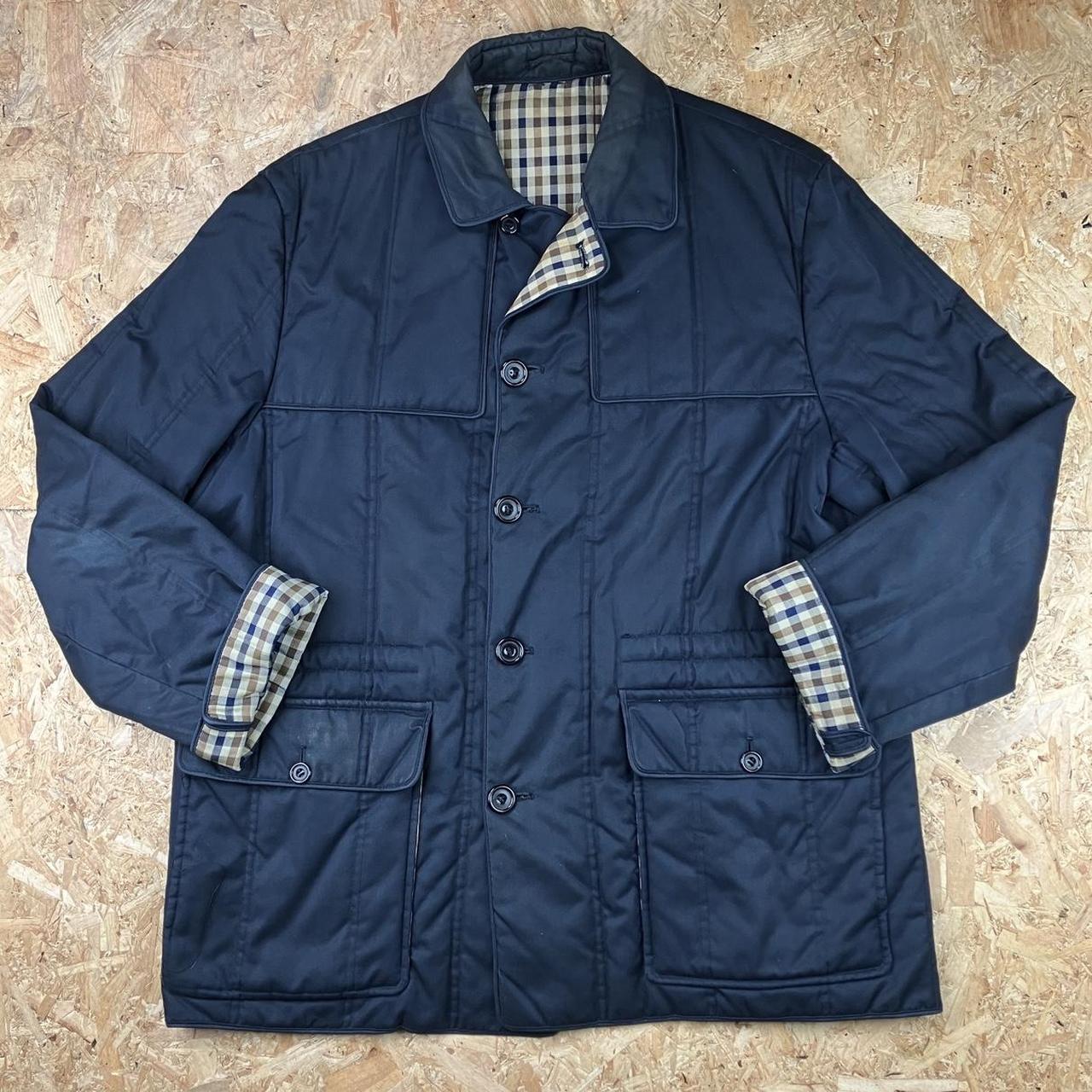 Aquascutum Men's Navy Coat | Depop