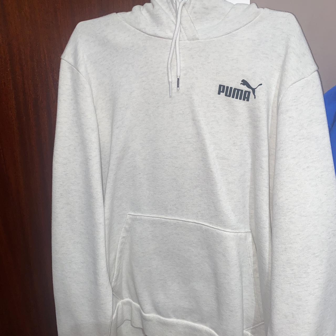 Grey and white puma hoodie best sale