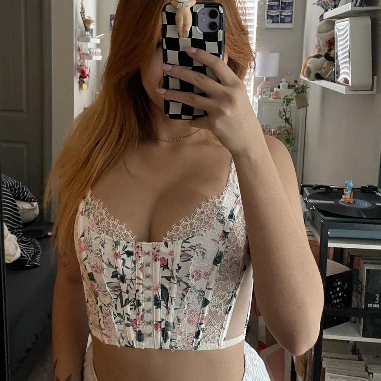 Victoria's Secret White and Floral Corset Top No | Depop