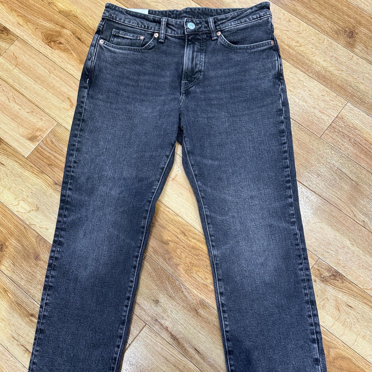 H&M straight regular fit jeans. dark grey/faded... Depop
