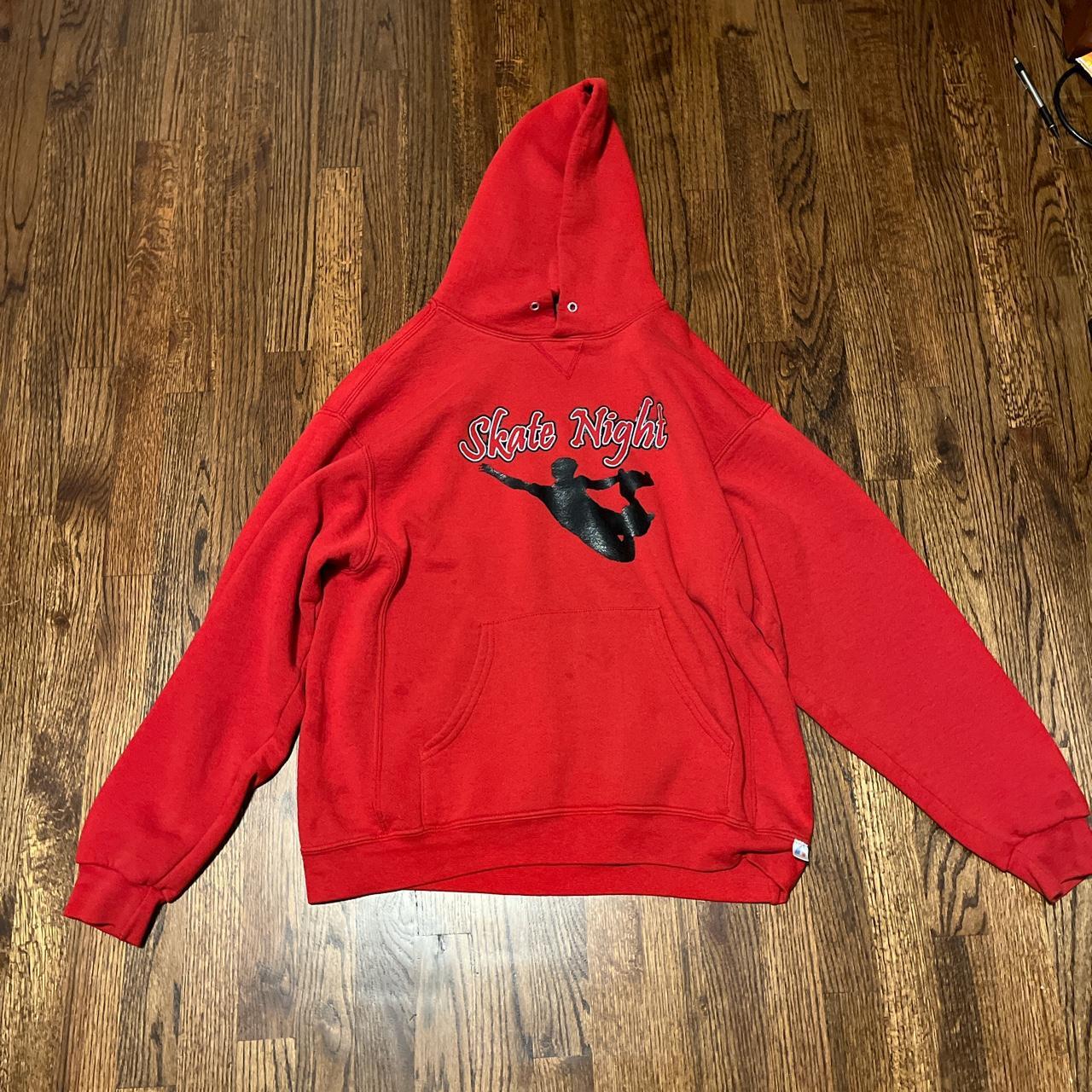 Russell Athletic Men's Red and Black Hoodie | Depop