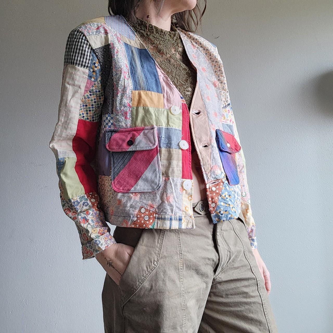 Women's Jacket - Multi/Tan - M – Patchwork quilt … - image 8