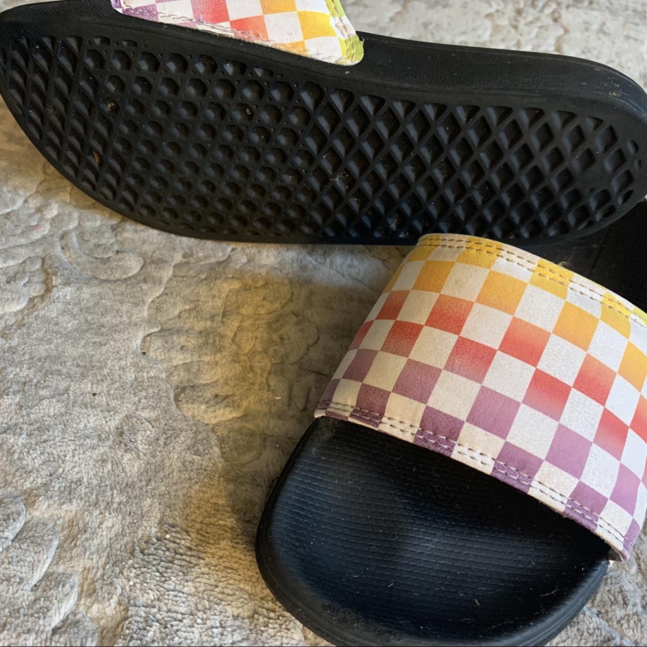 Vans checkerboard slides on sale rainbow