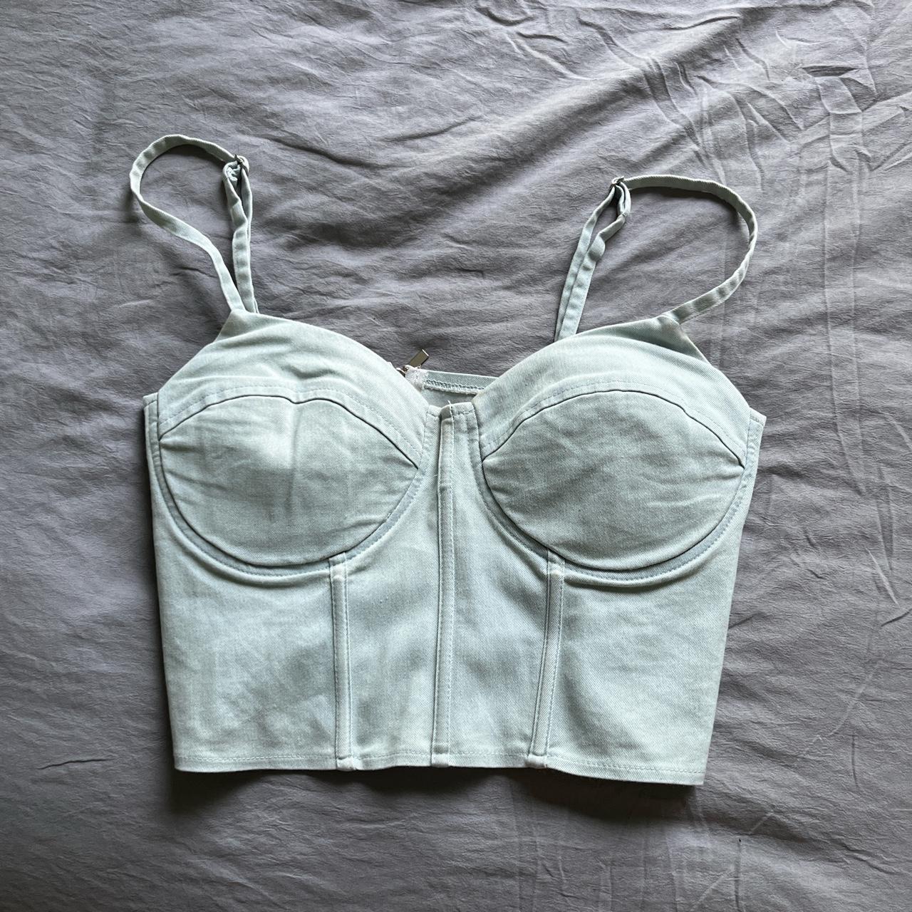Light blue corset top with adjustable straps Depop