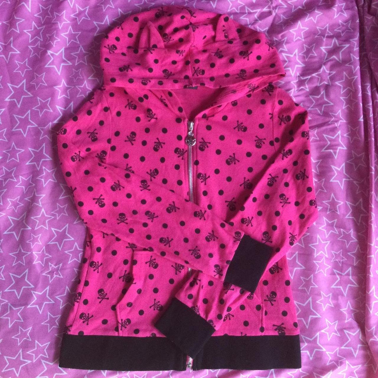 Women's Pink and Black Hoodie Depop