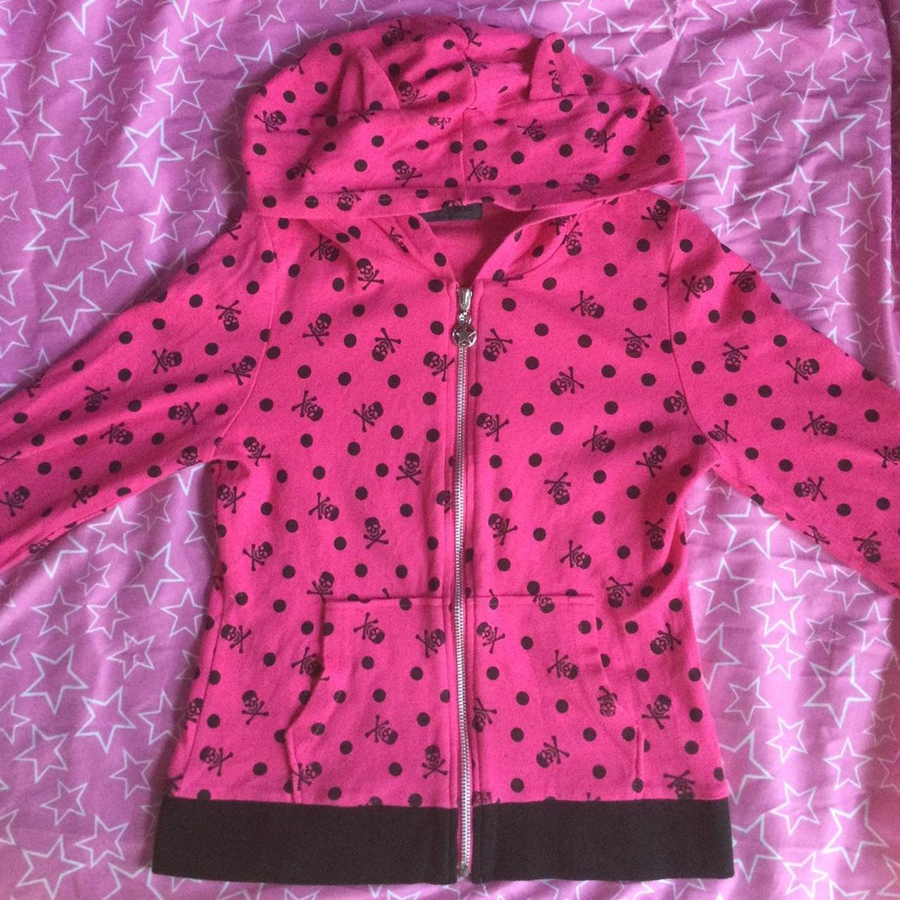 Women's Pink and Black Hoodie Depop