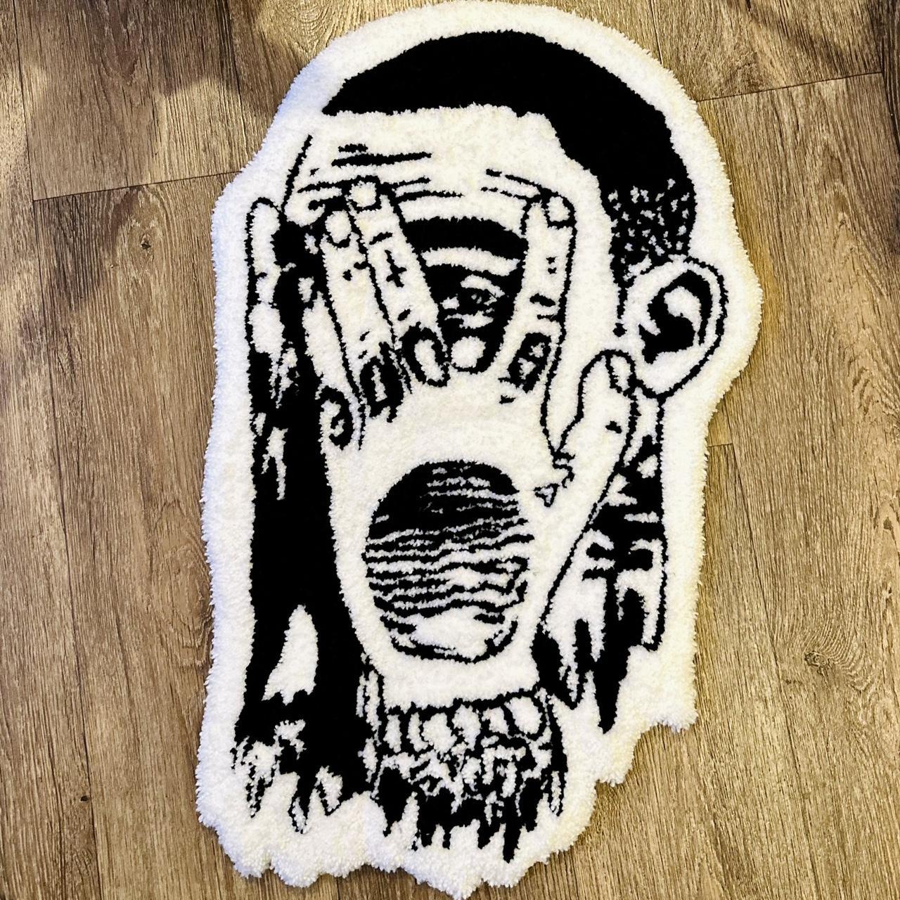 Mac Miller Black & White Portrait Rug Size: 68 x 44... - Depop