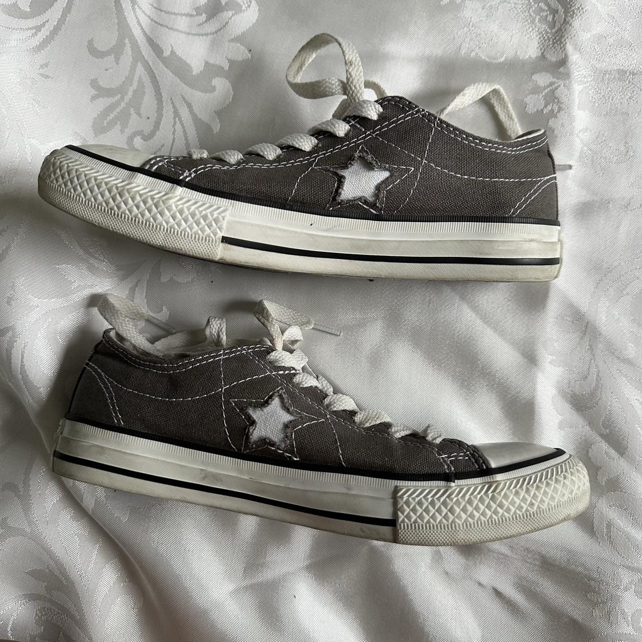 Converse One Star Charcoal Grey Star Distressed... - Depop