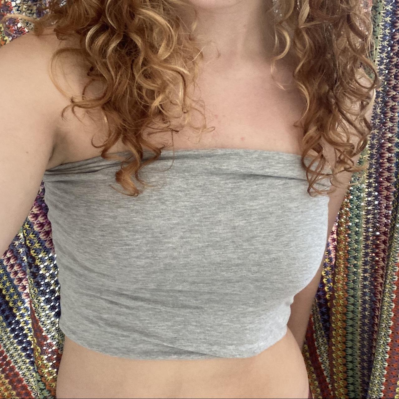 Brandy Melville tube top, small/medium fit, light gray Depop