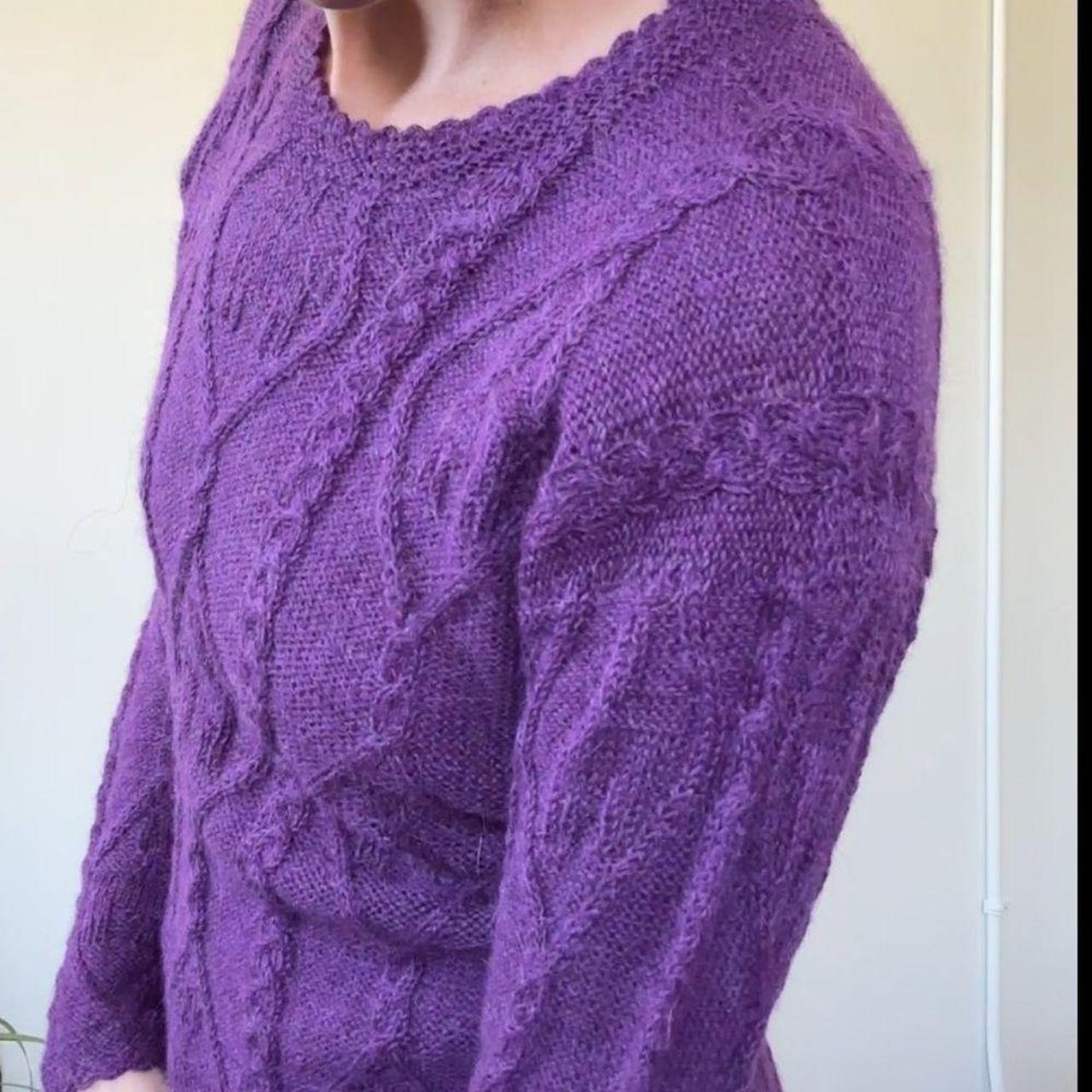 La Vicunita Womens S 100% Baby Alpaca Cable factory Knit Purple Sweater