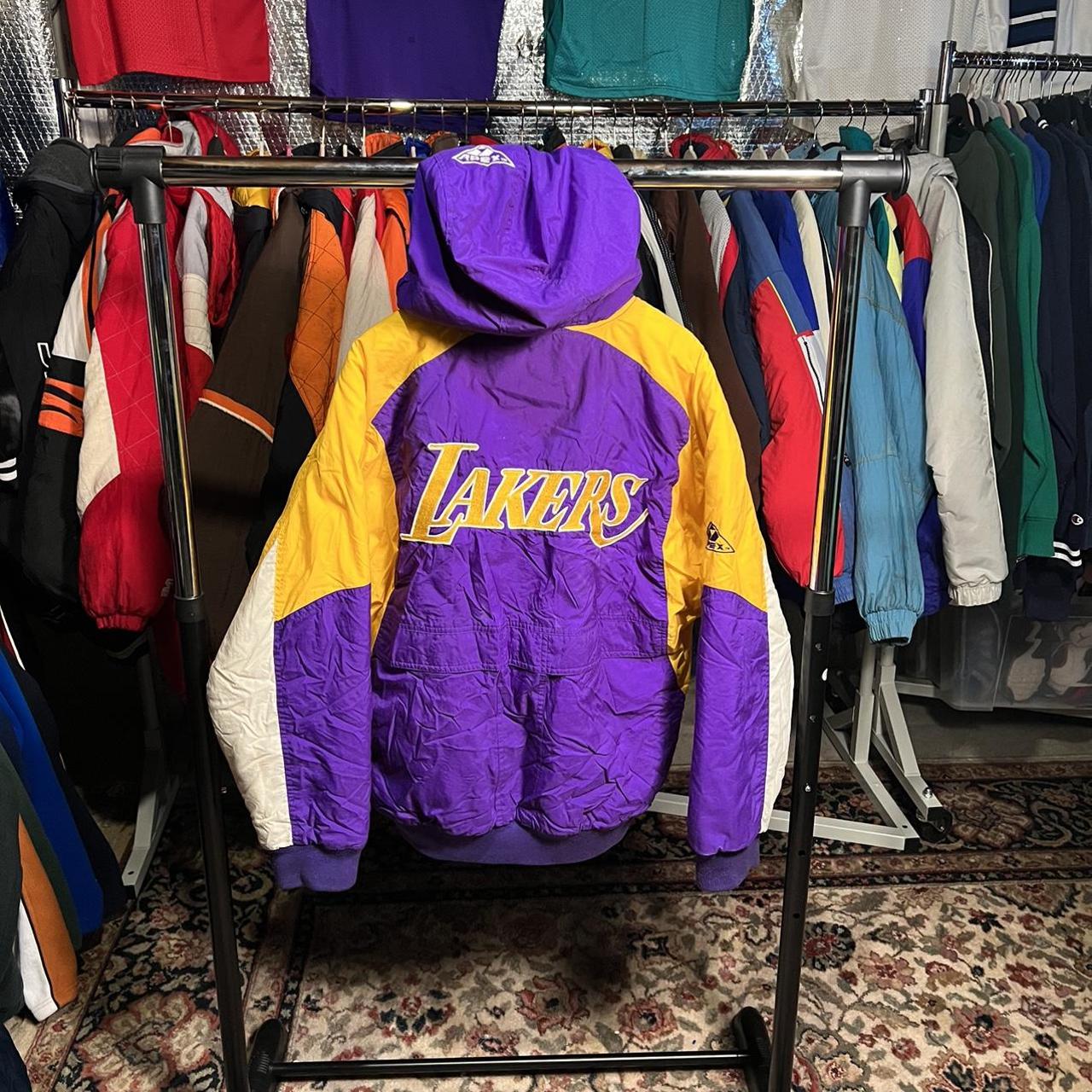 Vintage 1990s Los Angeles Lakers NBA Full Zip Puffer Jacket / 