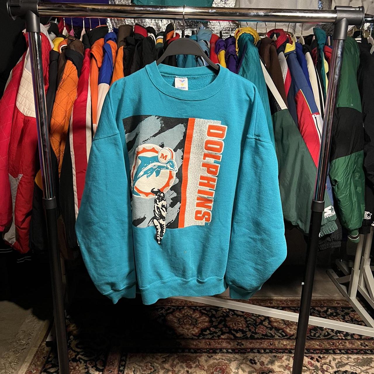 Vintage 90s 1995 Miami Dolphins Crewneck Sweatshirt - Depop