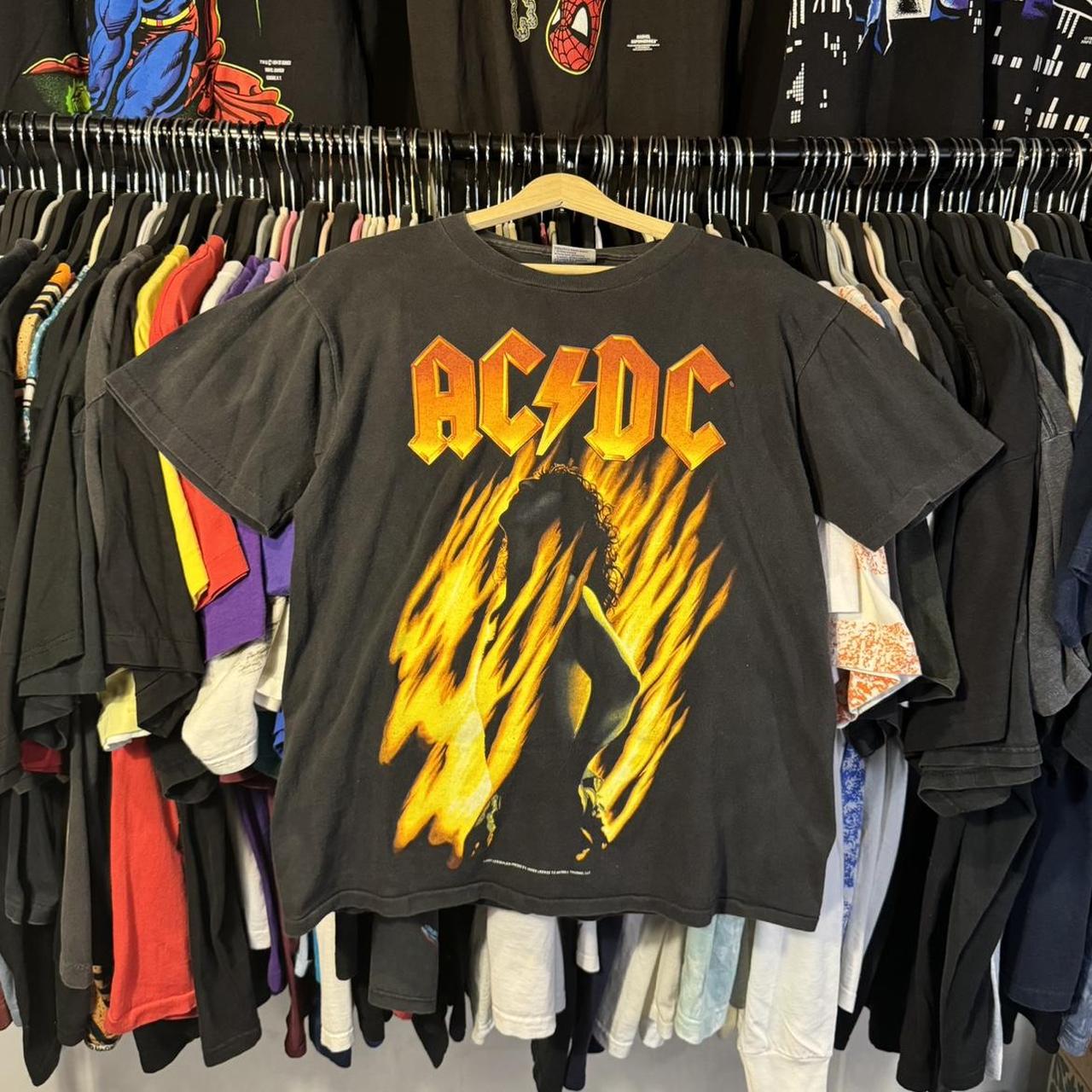 Vintage AC/DC BONFIRE Rock Band T-Shirt 1998 factory - Black Size LARGE - Anvil