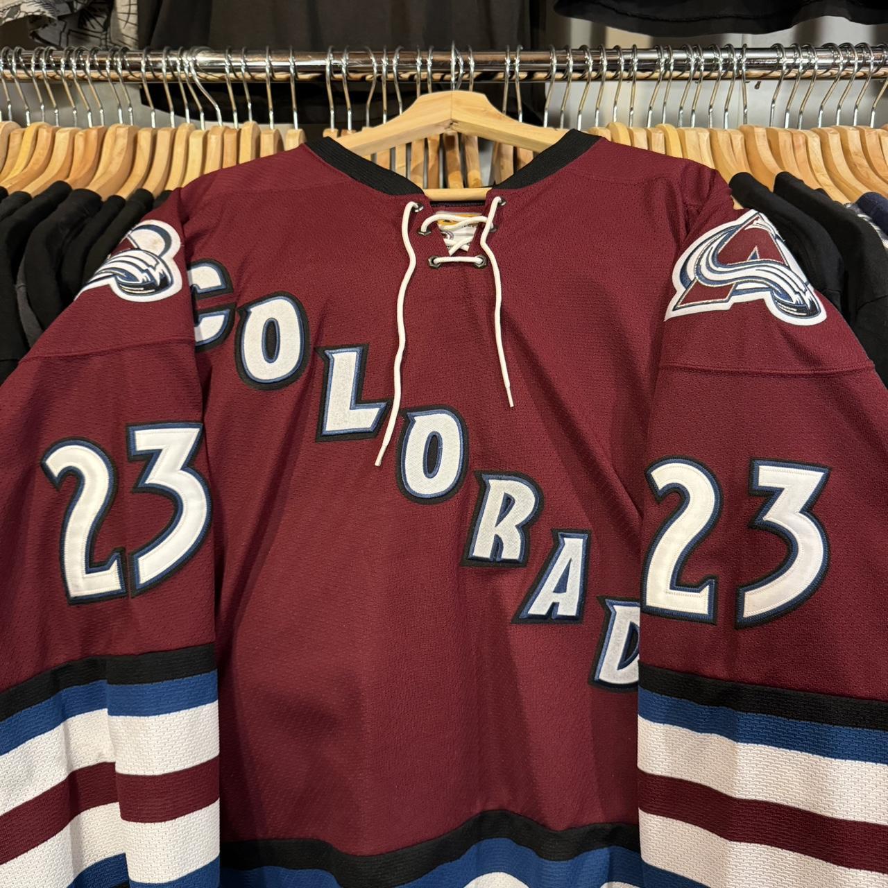 Popular RARE Milan HEJDUK #23 Colorado Avalanche Pro Player jersey XL blue vtg 1999 NHL