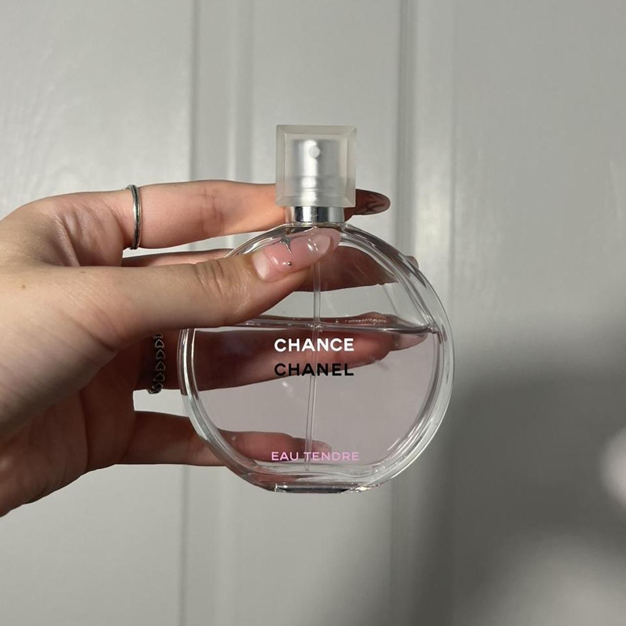 pink chanel chance eau tendre perfume! more than... - Depop