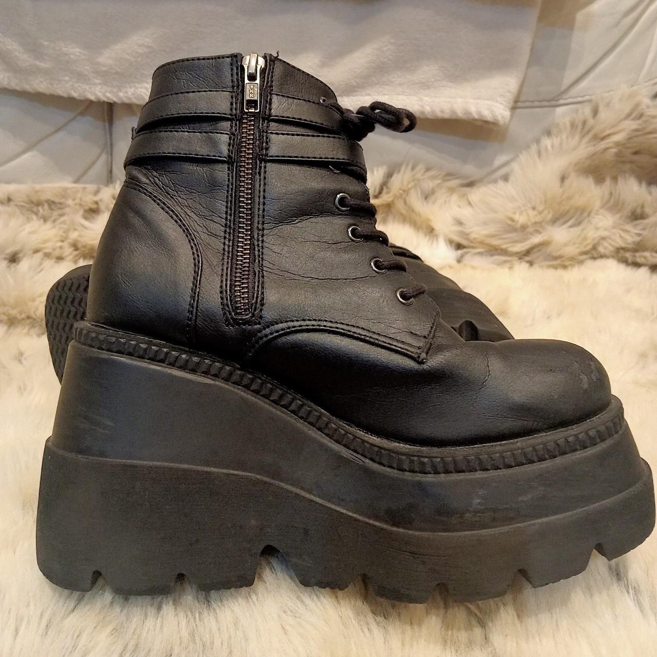 Demonia Shakers // platform boots Size 5 vegan... - Depop