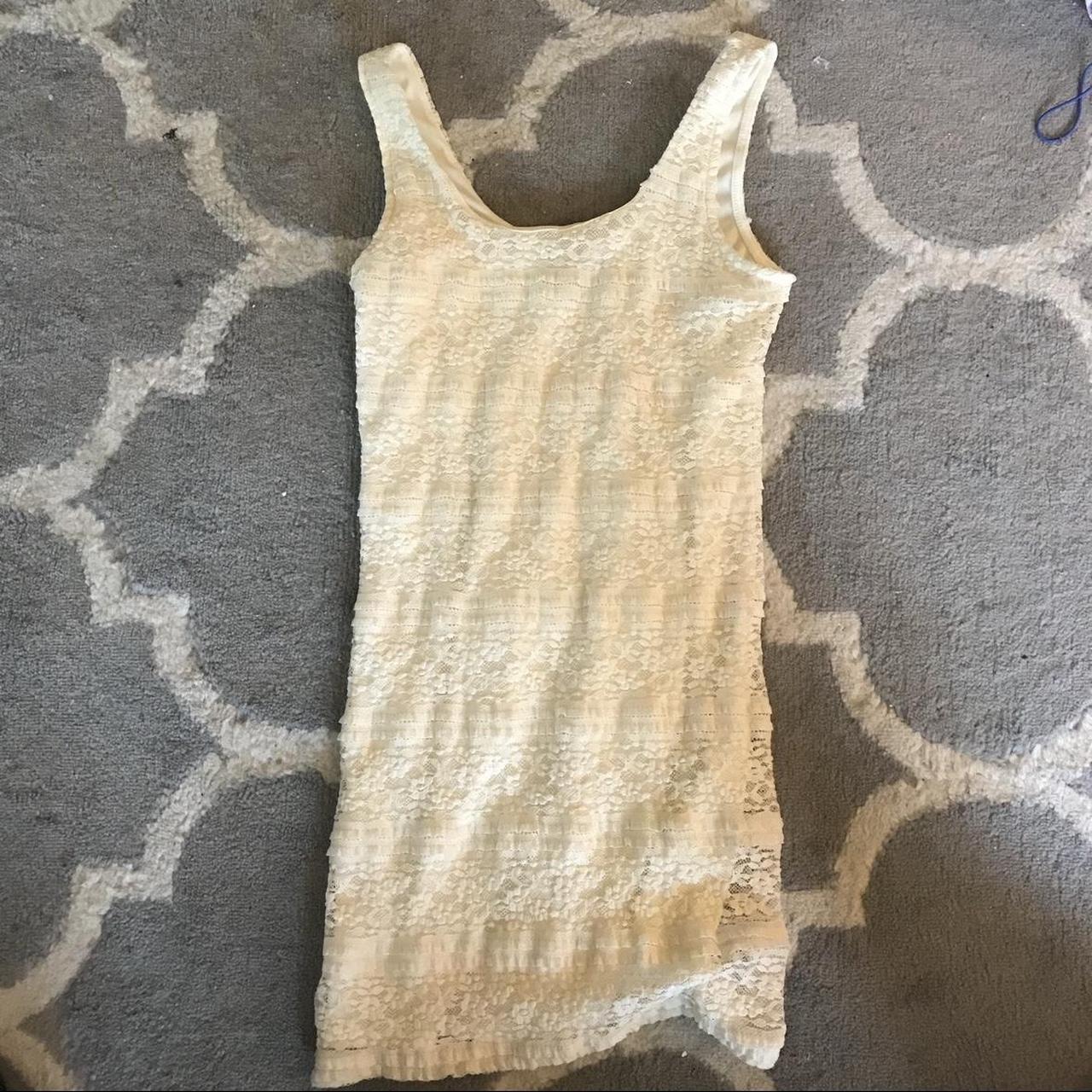 Forever 21 cream crochet bodycon mini tank Depop