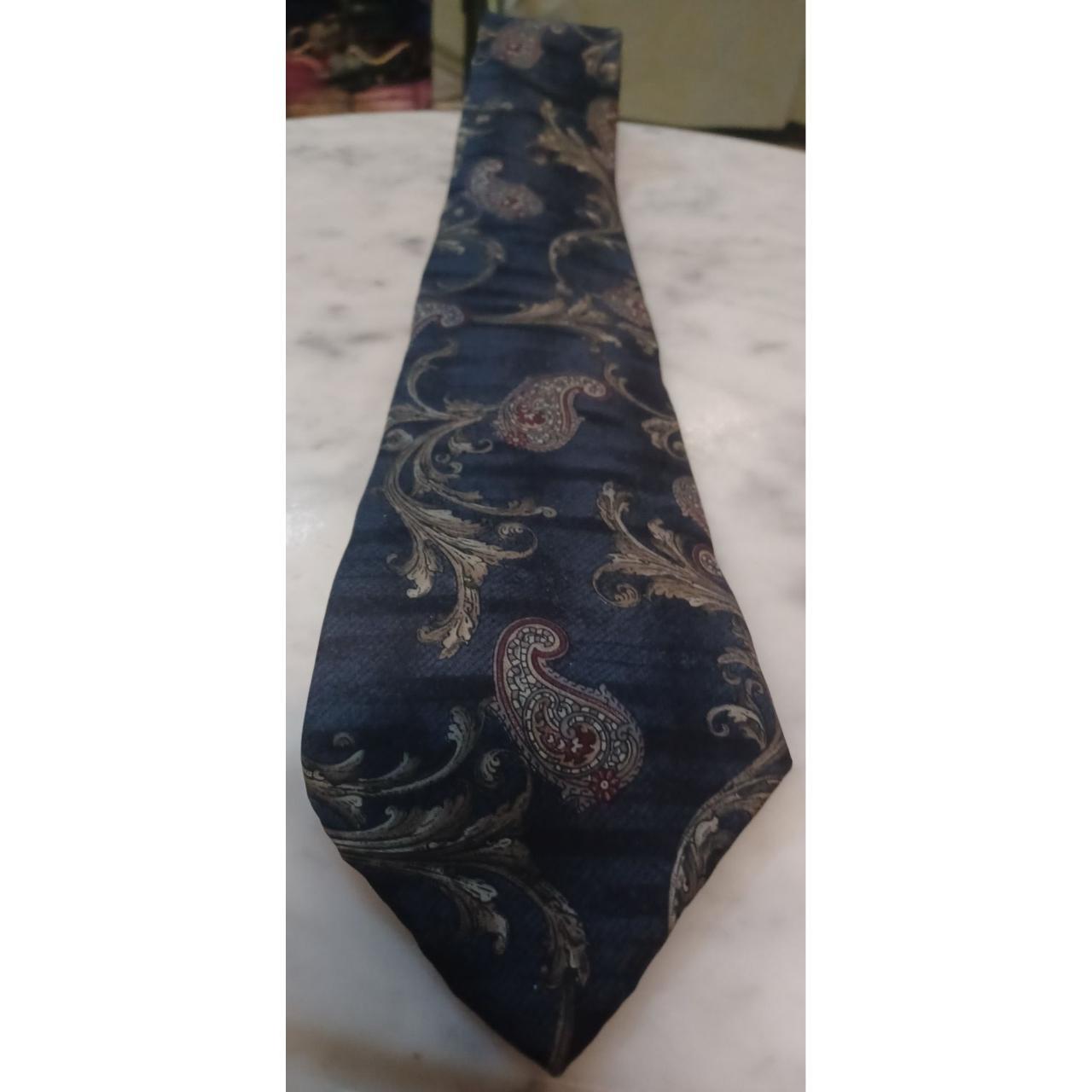 Don Loper Mens Silk Tie Paisley Dark Gray Maroon Gold - Depop