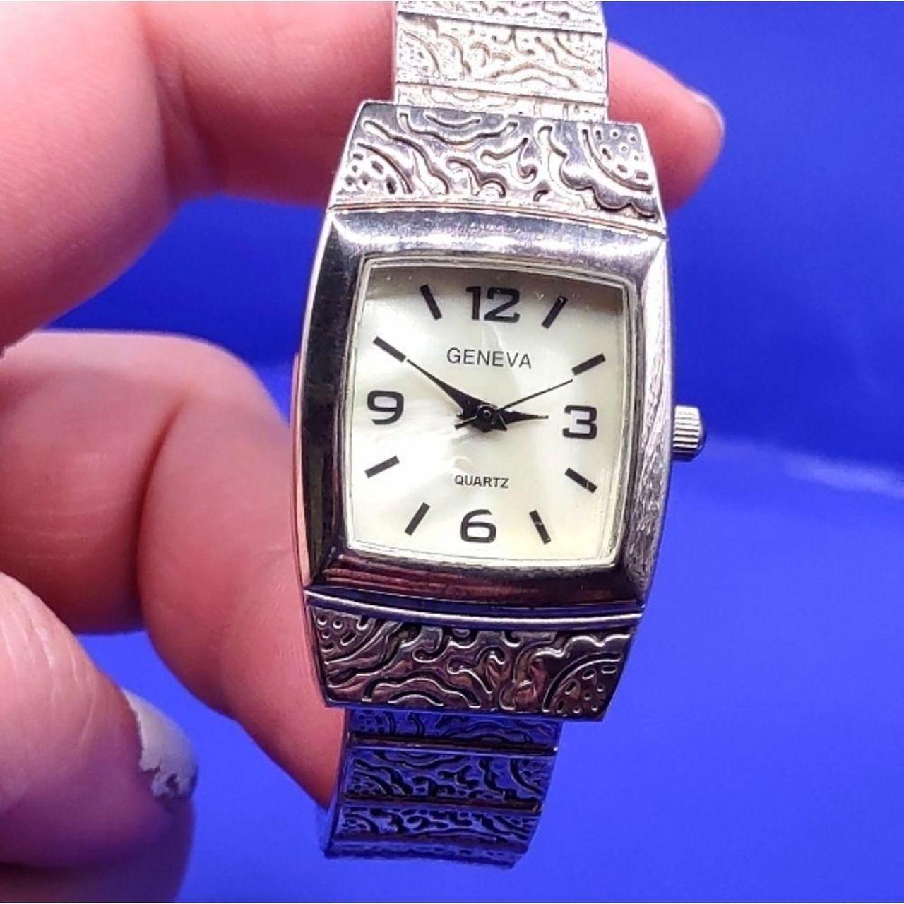 Square face sale silver ladies watch