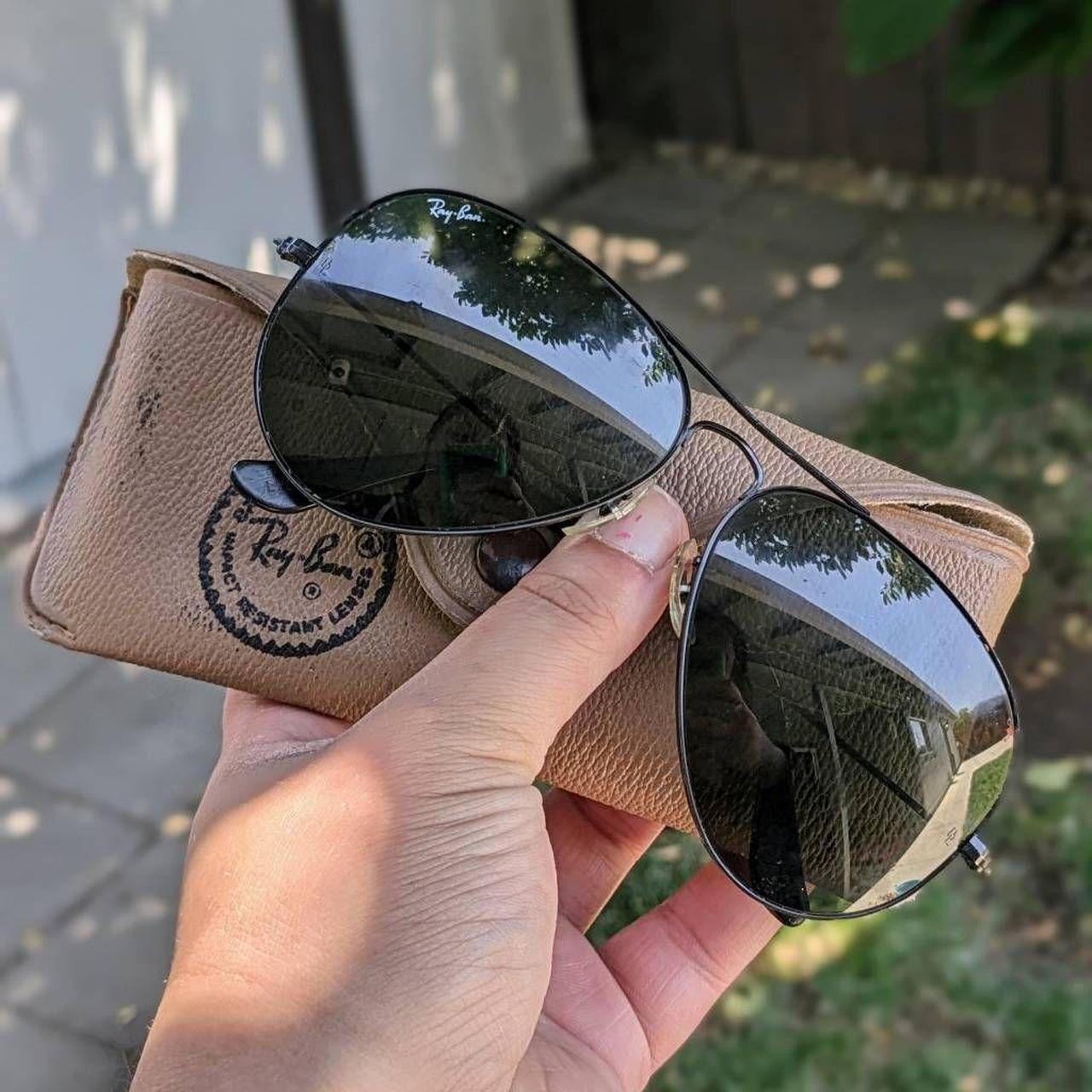 80s 90s Ray Ban B L Black Chrome Aviator Vintage. Depop