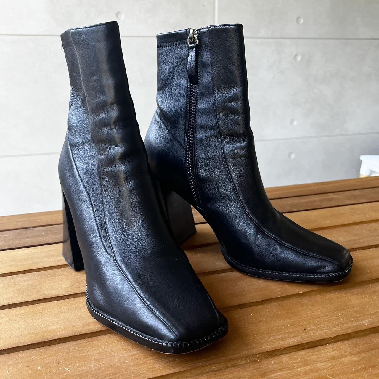 Jo Mercer black heeled boots Black leather ankle... Depop