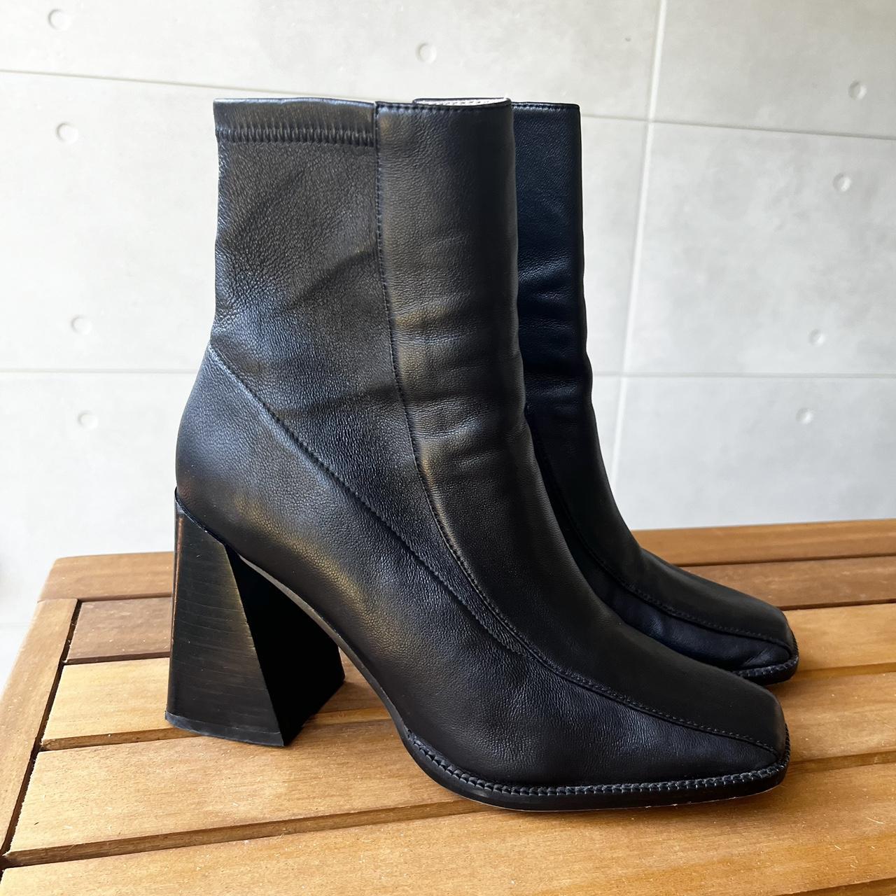 Jo Mercer black heeled boots - Black leather ankle... - Depop