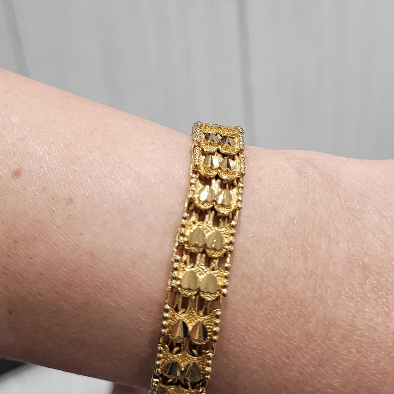 Vintage Gold Plated Bracelet Stamped JH Collected... Depop