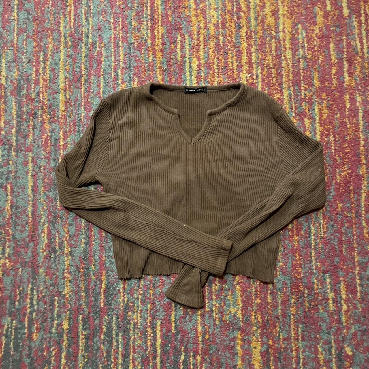 brandy melville brown knit sweater -worn very few... - Depop