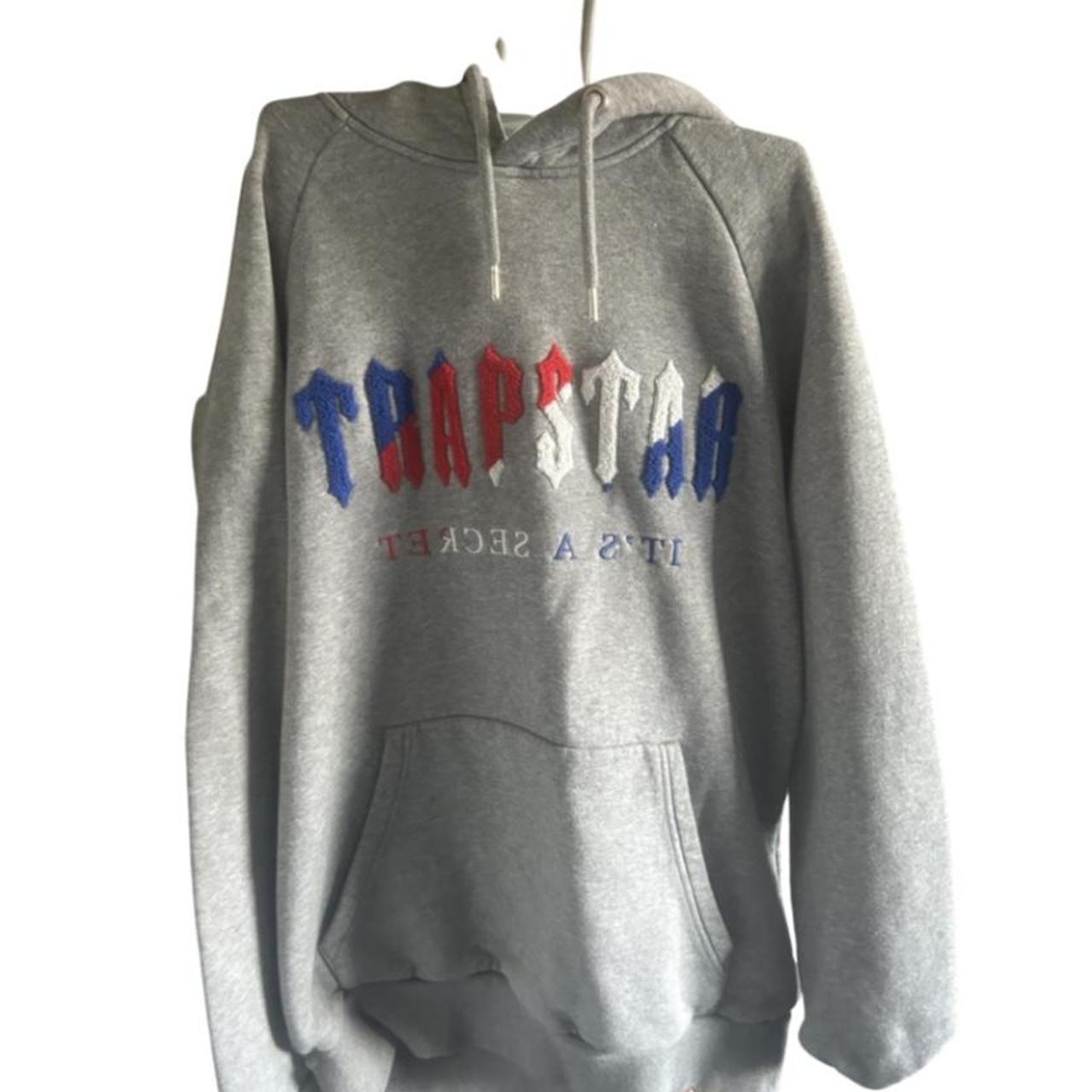 Trapstar Men's White and Red Hoodie Depop