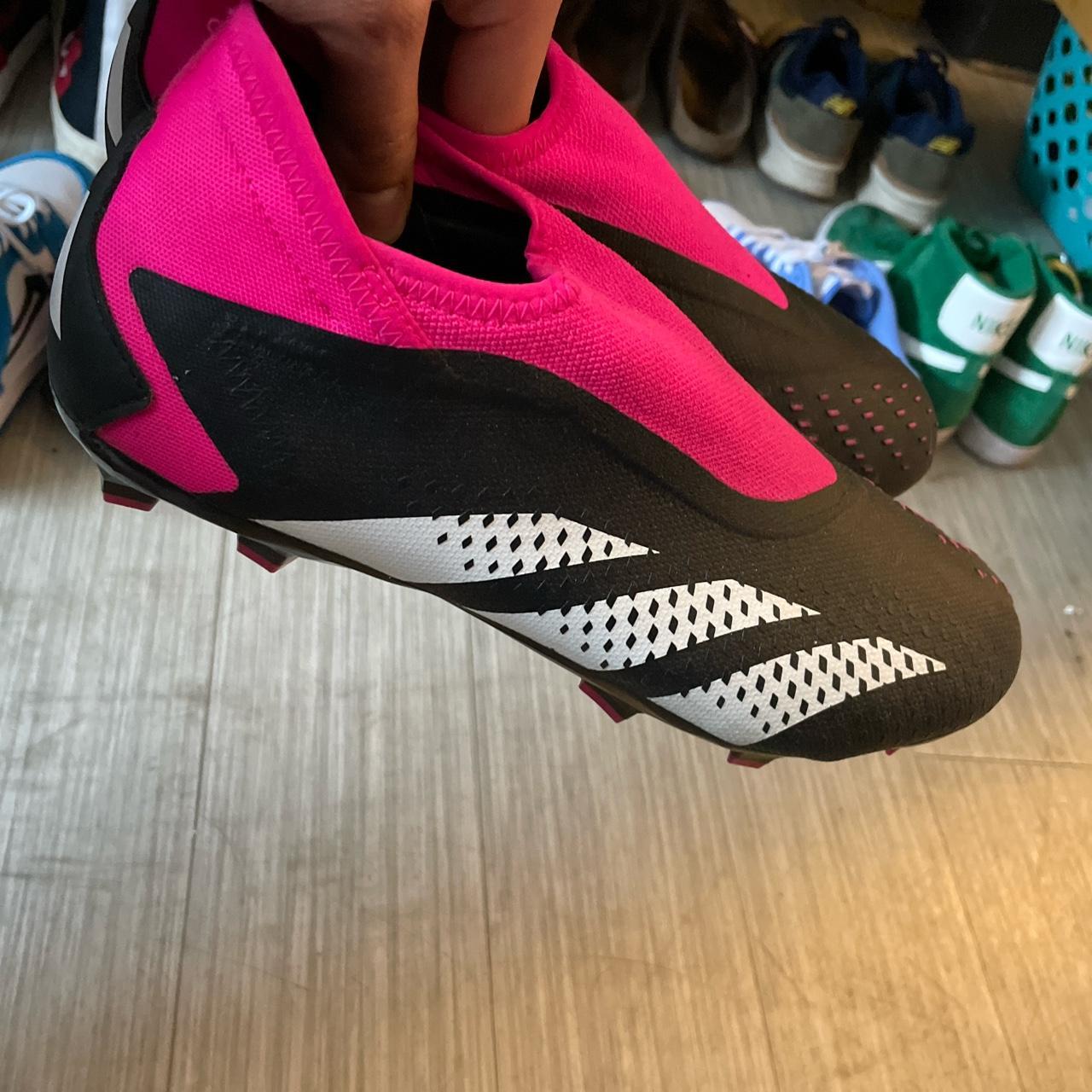Pink, white and black adidas predator - Depop