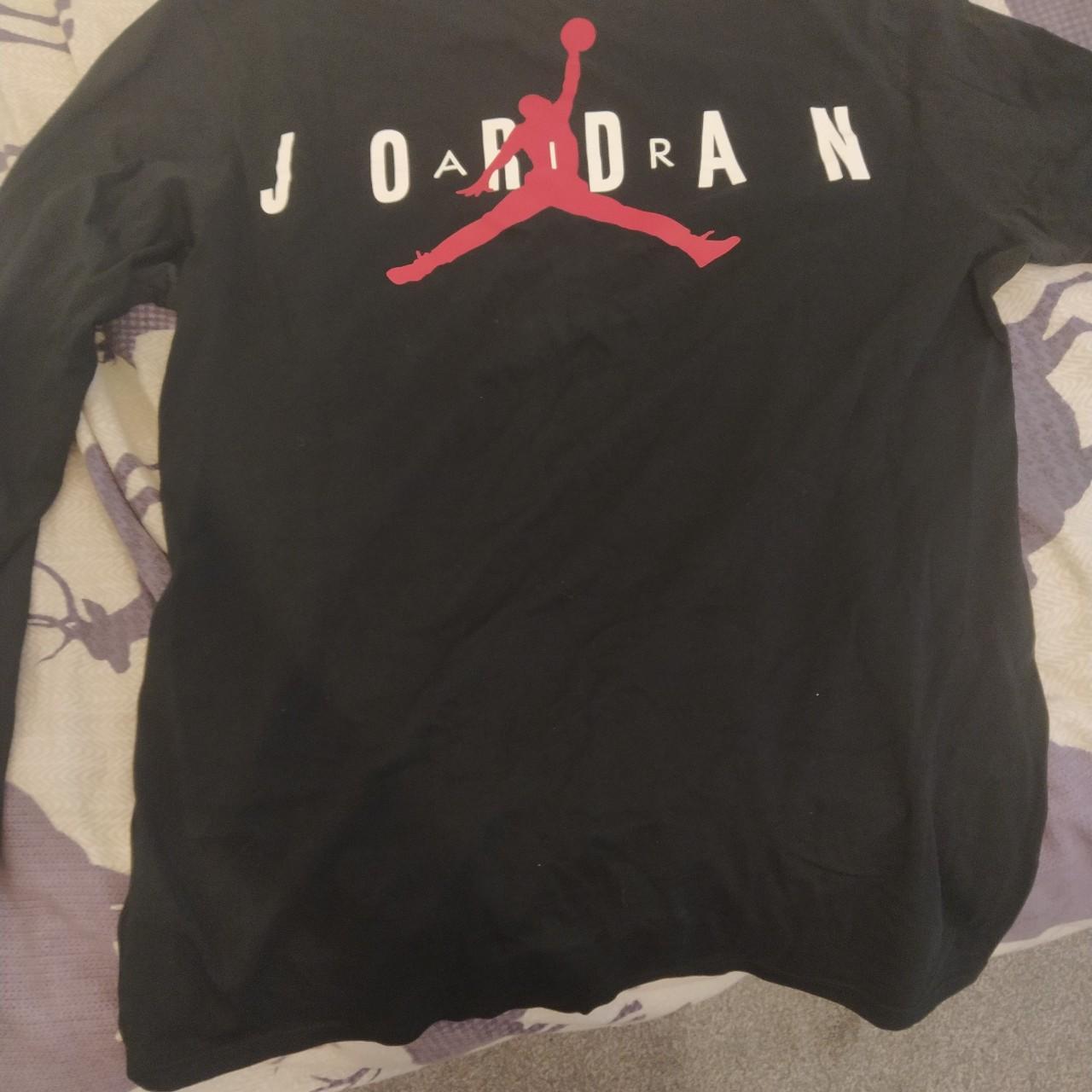 Nike Air Jordan Long Sleeve top black with red and... - Depop