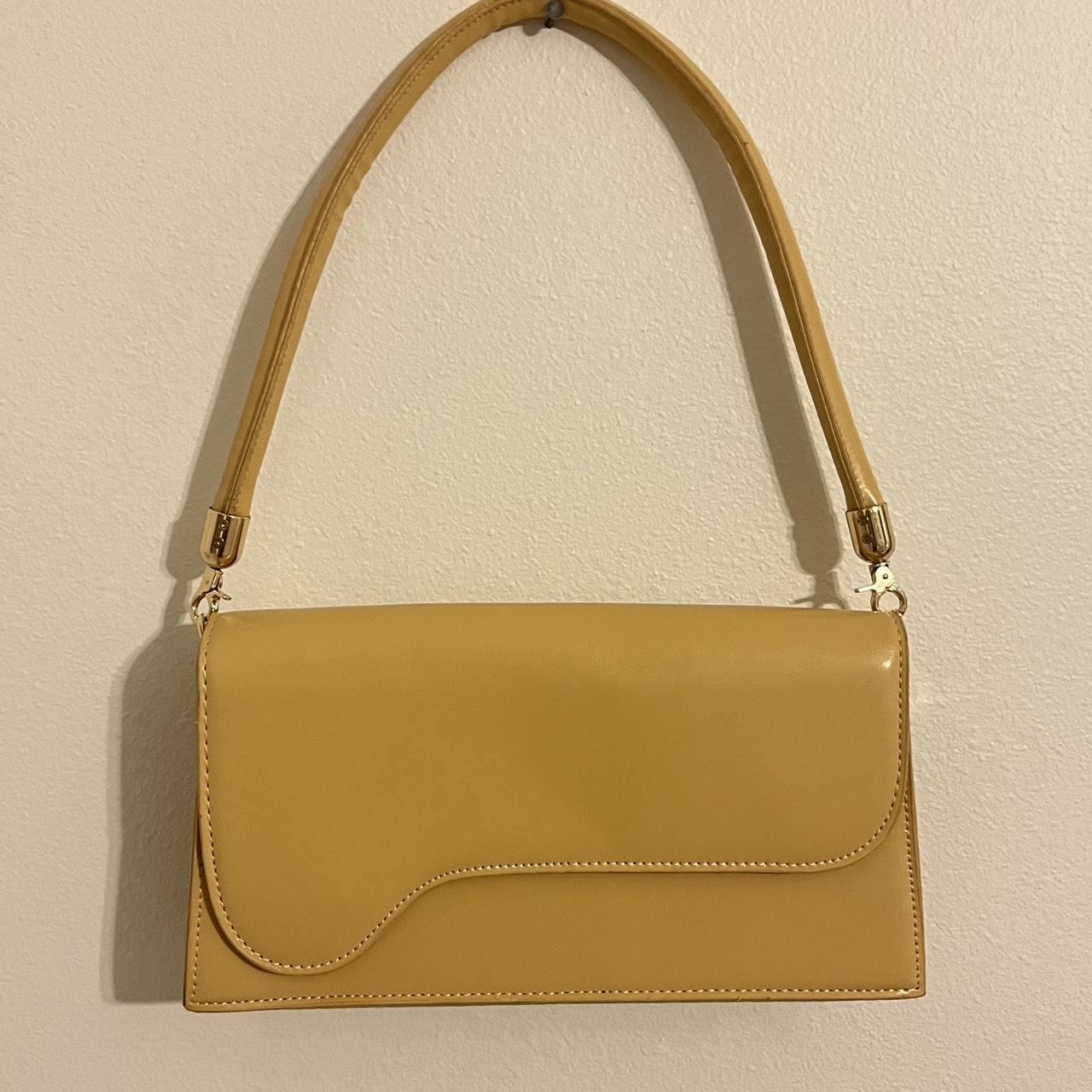 cute pale yellow purse retro look divided