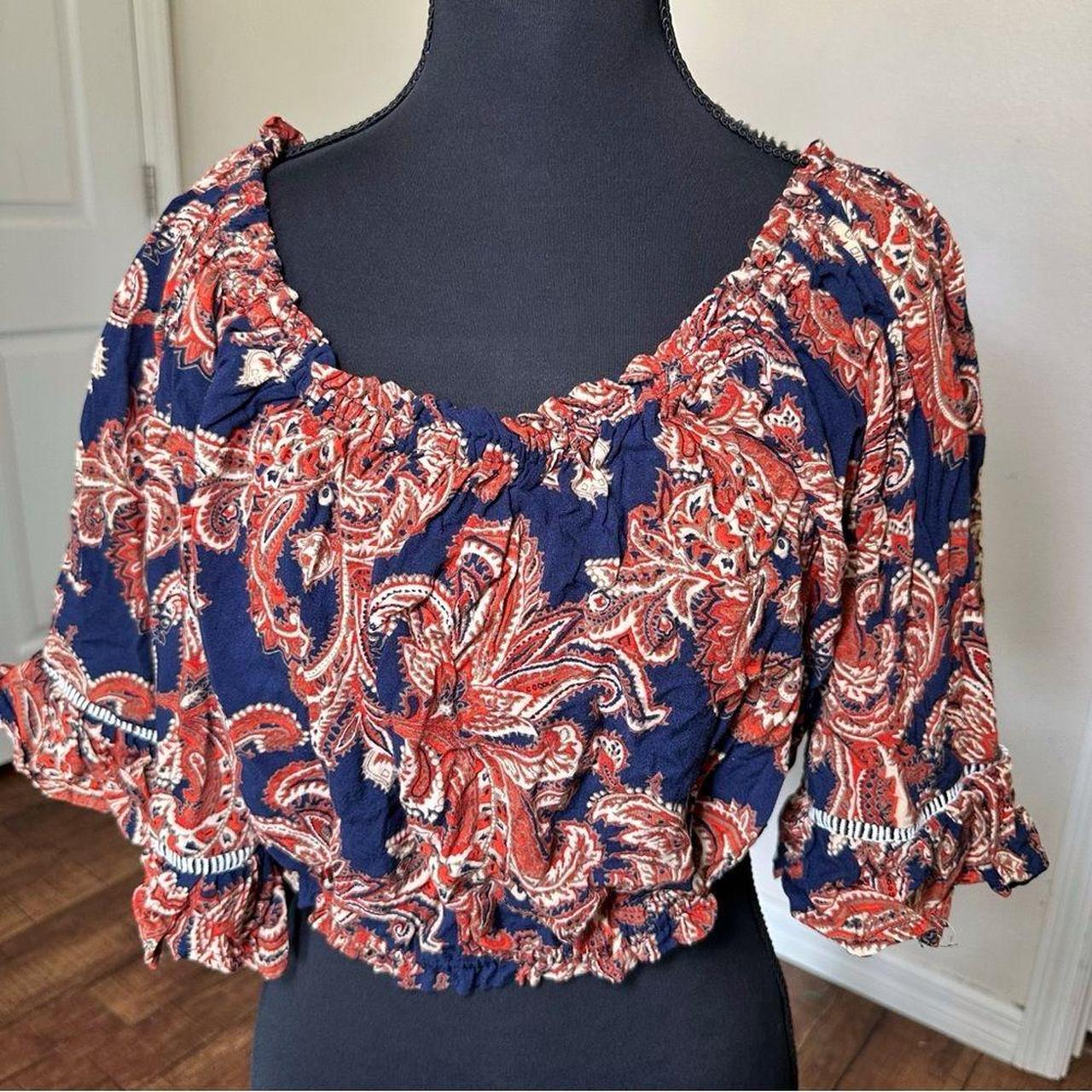 Source Unknown Women's Blouse - Blue/Red - L – Th… - image 1