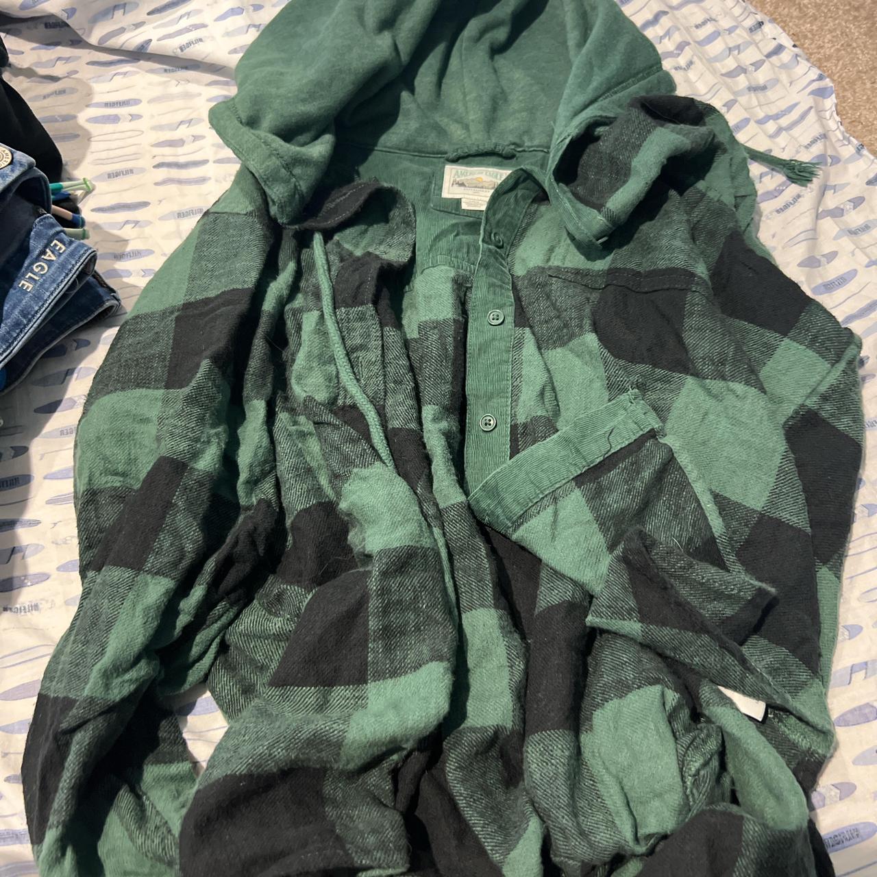 American eagle flannel hoodie Depop