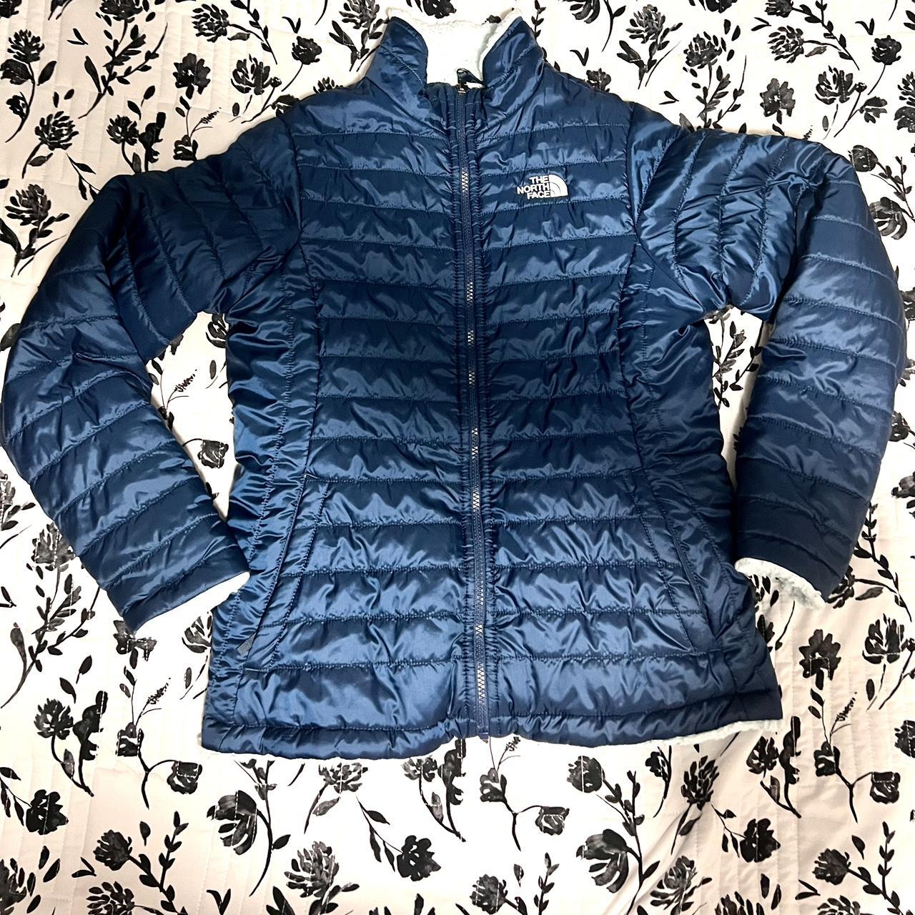 The North Face Reversible Jacket Youth Girls XL Dark... - Depop