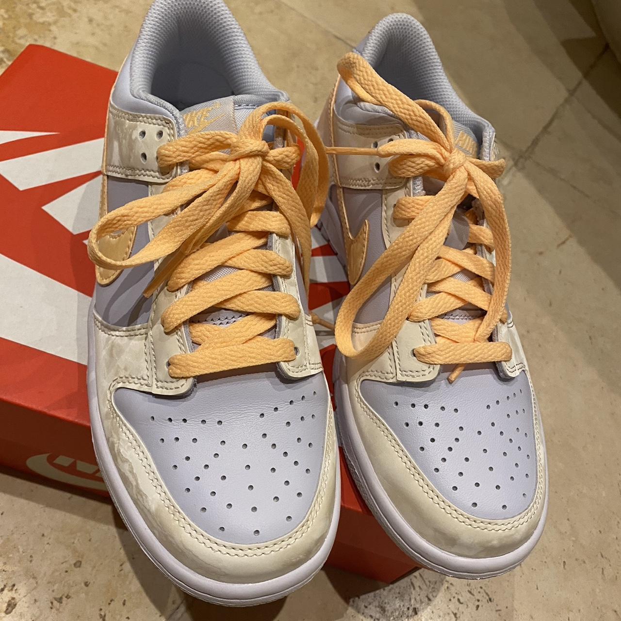 light blue dunks with orange