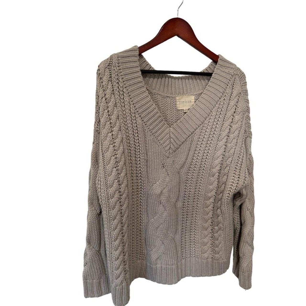 Moon Rive Oversized Tan Cable Knit Chunky Cosby... - Depop