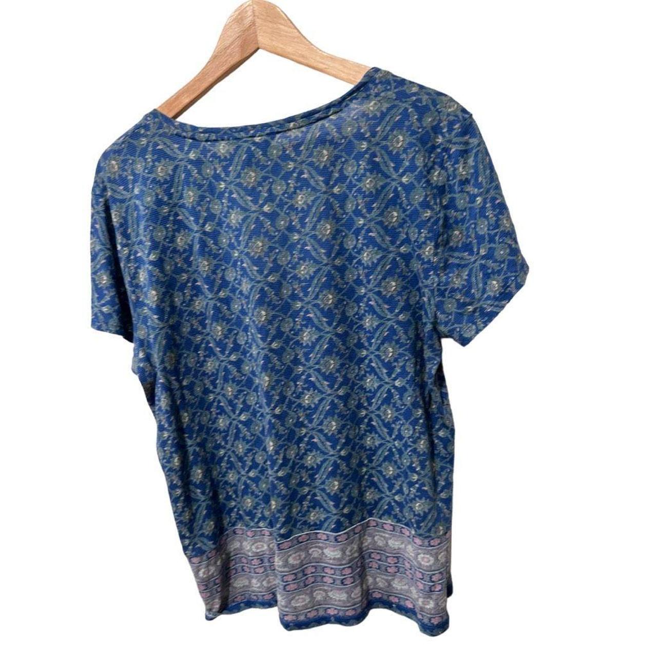 Lucky Brand Blue Paisley Scoop Neck Tunic Tank - Depop