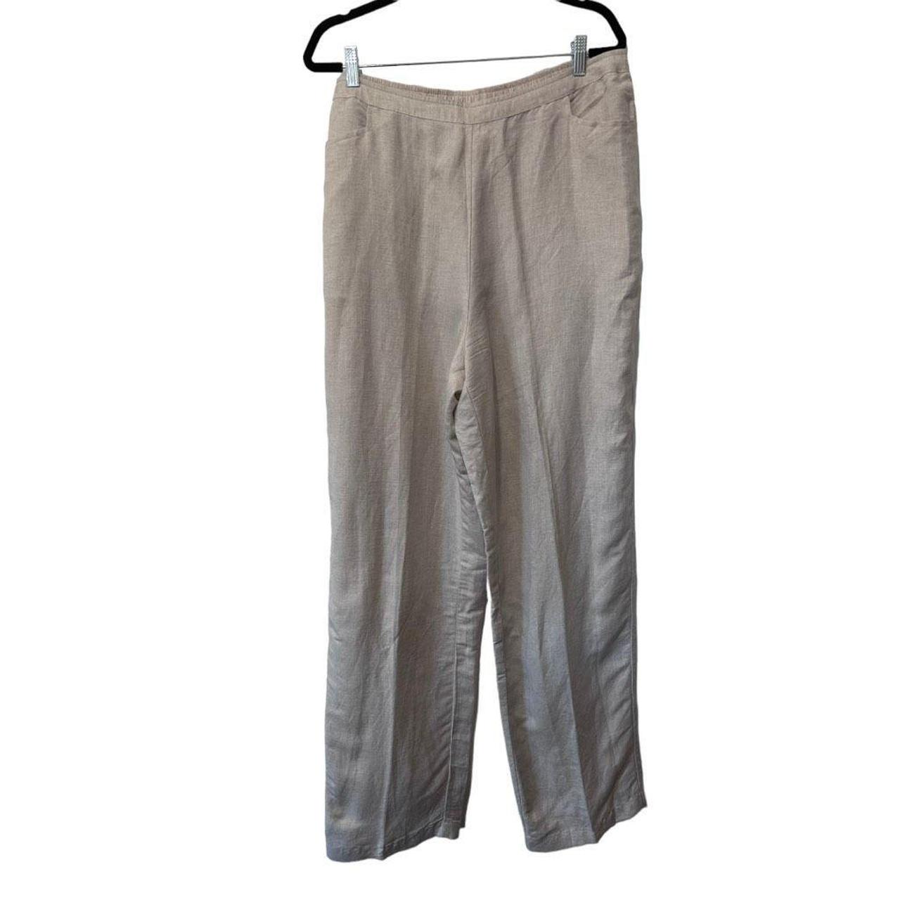 Avenue Tan Pull On Pants Plus Size 18/20 Tall Linen... - Depop