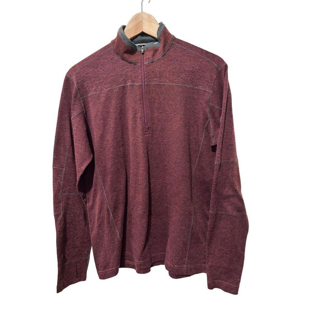 Kuhl Sweater Women's XL maroon wool blend quarter - Depop