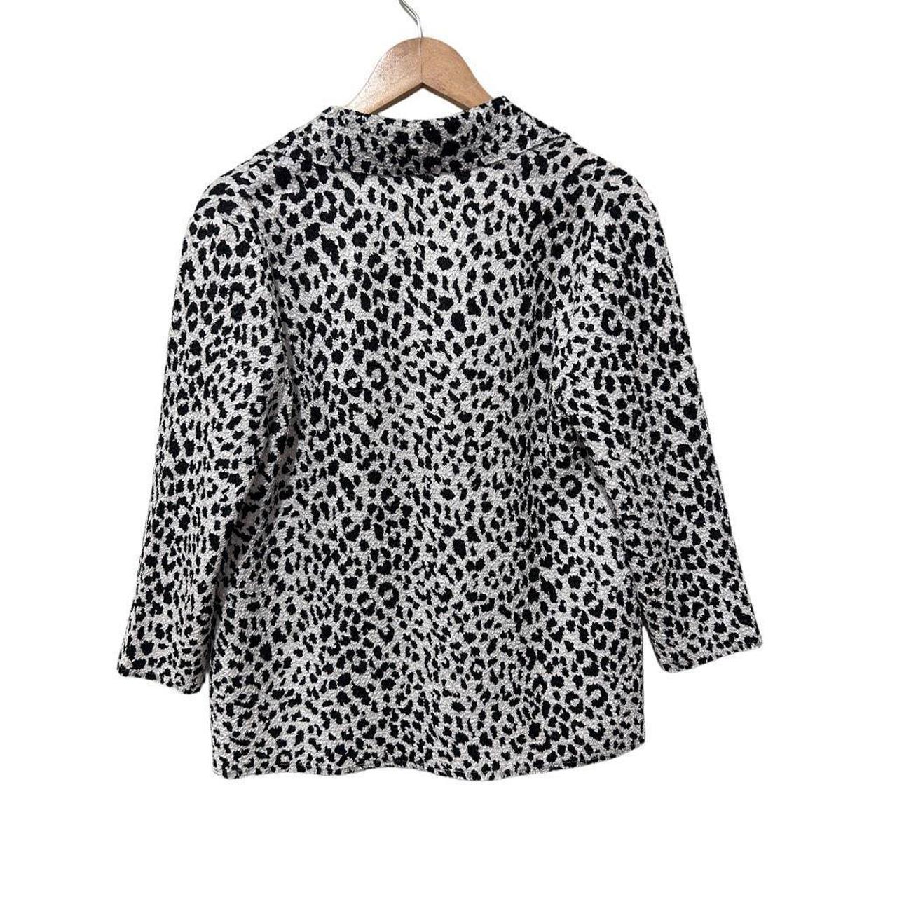 Chicos Travelers Lined Snow Leopard Print Open Front | Depop
