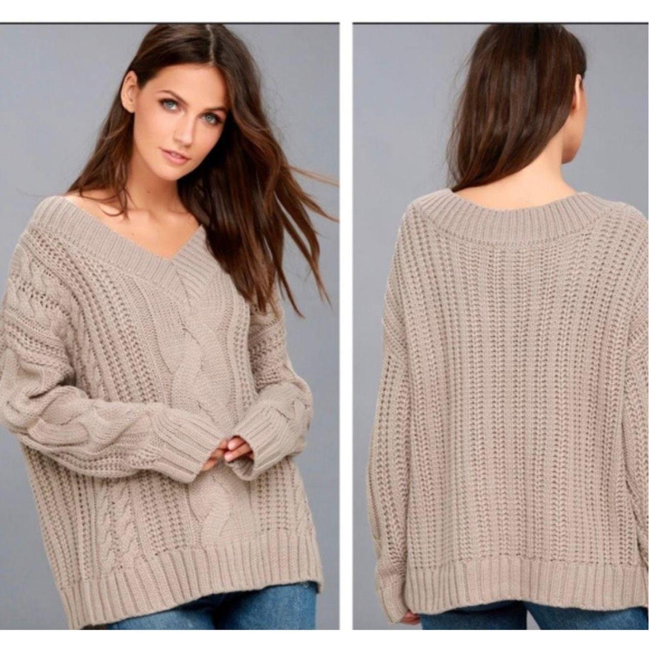 Moon Rive Oversized Tan Cable Knit Chunky Cosby