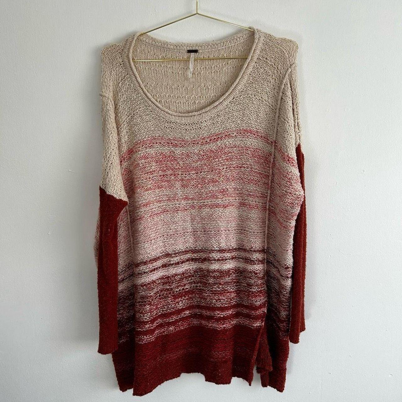 Free People Cream Rust Pink Oversized Pullover. Depop