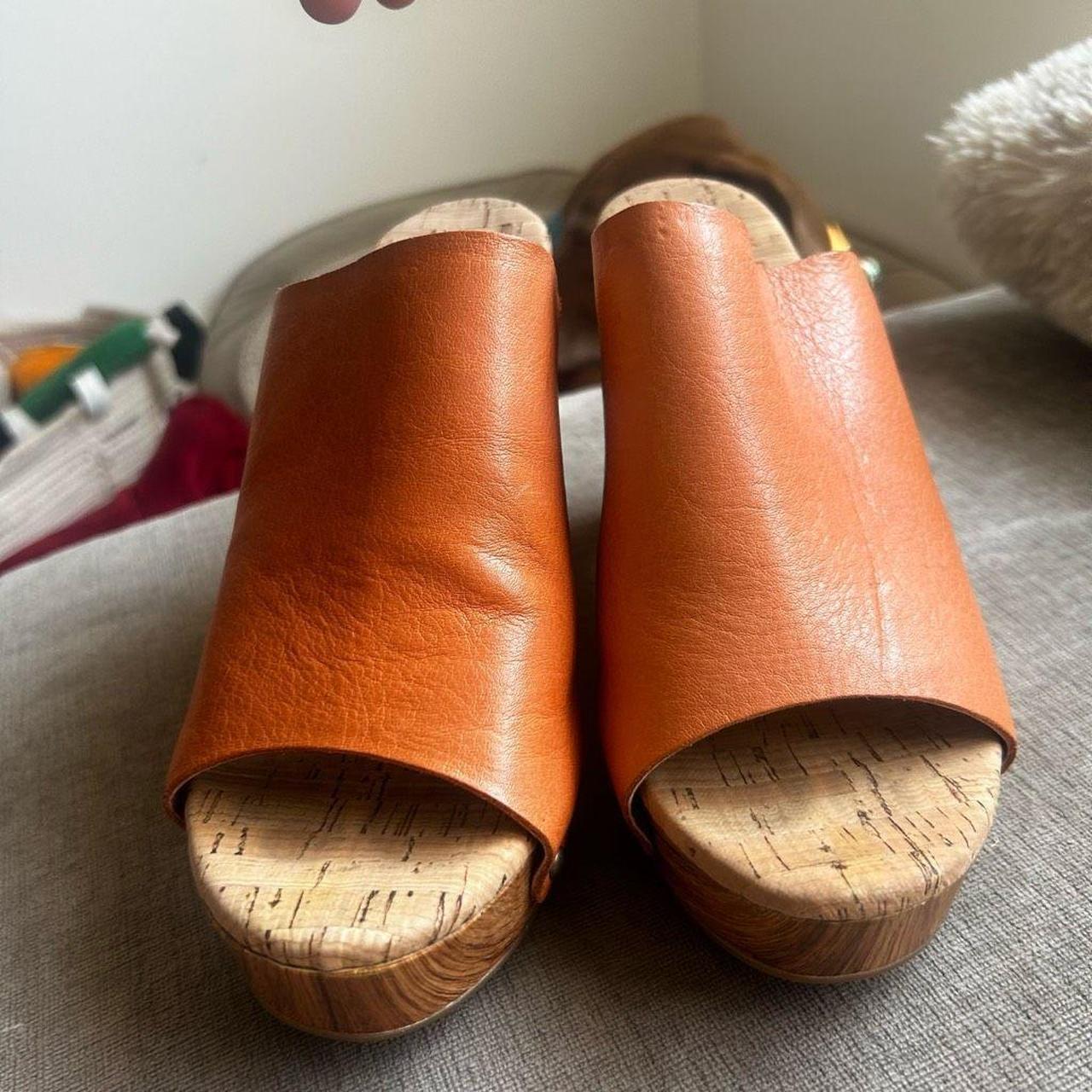 Kork-Ease Cognac Peep Toe Mule Platform Heels Size 8 | Depop