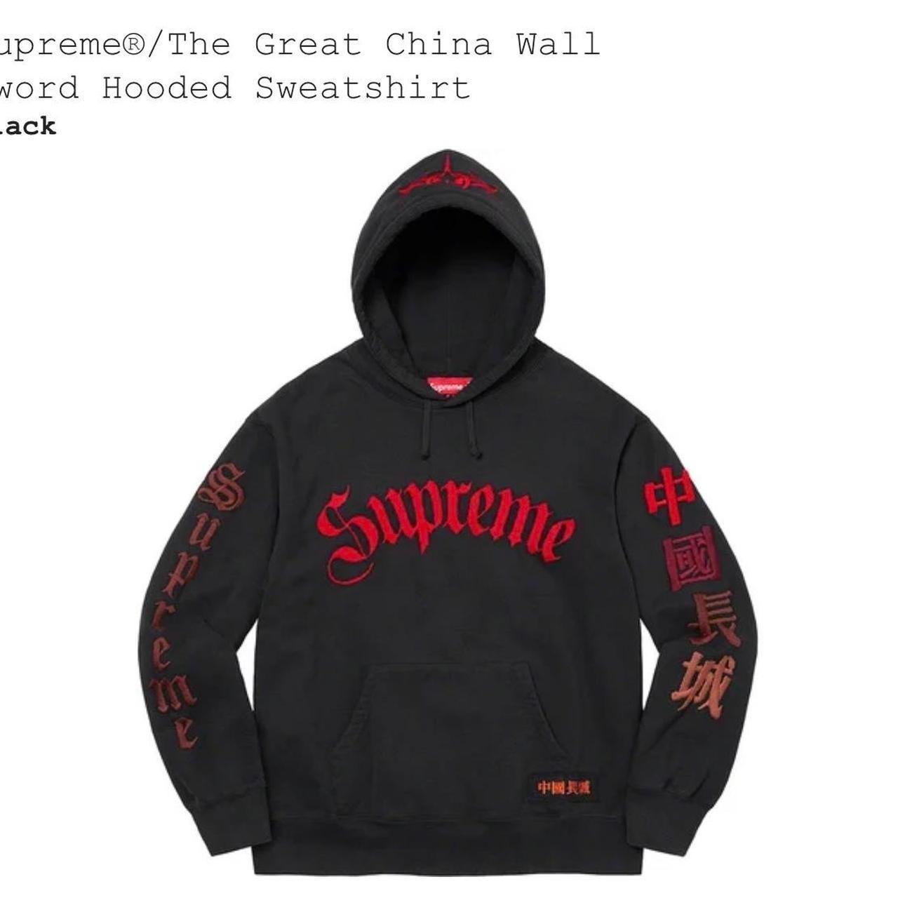 Supreme hoodie clearance black red logo